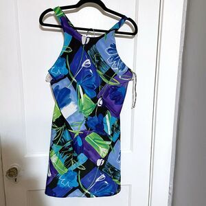 VTG Y2K All That Jazz Blue Green Party dress. Criss cross back 11/12 Beachy